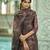 Brown ho organza floral printed straight kurta with pant & printed dupatta