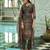 Brown ho organza floral printed straight kurta with pant & printed dupatta