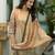 Beige ho organza floral printed straight kurta with pant & printed dupatta
