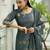 Teal blue ho organza floral printed straight kurta with pant & printed dupatta