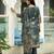 Teal blue ho organza floral printed straight kurta with pant & printed dupatta