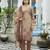 Beige ho organza floral printed straight kurta with pant & printed dupatta