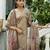Beige ho organza floral printed straight kurta with pant & printed dupatta