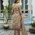 Beige ho organza floral printed straight kurta with pant & printed dupatta