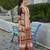 Peach chinon chiffon abstract printed straight kurta with palazzo & printed dupatta