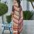 Peach chinon chiffon abstract printed straight kurta with palazzo & printed dupatta