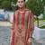 Maroon chinon chiffon abstract printed straight kurta with palazzo & printed dupatta
