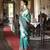 teal color two tone handloom weaving silk blend traditional saree