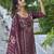 Purple chinon chiffon abstract printed straight kurta with palazzo & printed dupatta