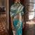 turquoise color two tone handloom weaving silk blend traditional saree