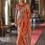 orange color two tone handloom weaving silk blend traditional saree
