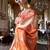 orange color two tone handloom weaving silk blend traditional saree