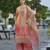 Red chinon chiffon abstract printed straight kurta with palazzo & printed dupatta