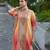 Red chinon chiffon abstract printed straight kurta with palazzo & printed dupatta