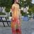 Red chinon chiffon abstract printed straight kurta with palazzo & printed dupatta
