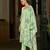 Light green chinon chiffon floral printed straight kurta with comfort fitting pant & printed dupatta