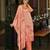 Peach chinon chiffon floral printed straight kurta with comfort fitting pant & printed dupatta