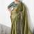 Olive green fancy fabric embroidered contemporary saree