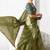 Olive green fancy fabric embroidered contemporary saree