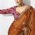 Rust fancy fabric embroidered contemporary saree