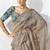 Beige fancy fabric embroidered contemporary saree