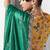 Teal fancy fabric embroidered contemporary saree