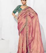 Pink fancy fabric embroidered contemporary saree