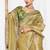 Golden fancy fabric embroidered contemporary saree
