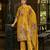 Mustard pure ho organza floral printed straight kurta with comfort fitting pant & printed dupatta