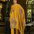 Mustard pure ho organza floral printed straight kurta with comfort fitting pant & printed dupatta