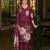 Maroon pure ho organza floral printed straight kurta with comfort fitting pant & printed dupatta