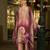 Mauve pure ho organza floral printed straight kurta with comfort fitting pant & printed dupatta