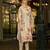 Cream organza floral printed straight kurta with comfort fitting pant & printed dupatta
