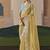 Embroidered pastel yellow fancy fabric party designer saree