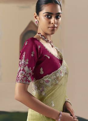 Embroidered pear fancy fabric saree 3