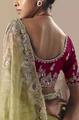 Embroidered pear fancy fabric saree