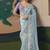 Embroidered sky blue fancy fabric party designer saree