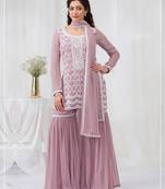 Pink color embroideried faux georgette salwar suit