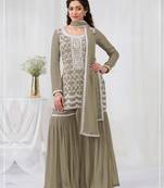 Mehendi color embroideried faux georgette salwar suit