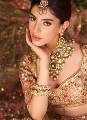 Cream Color Embroidery , Dori & Sequins Work  Slub Silk Lehenga Choli 2