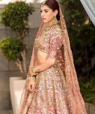 Cream Color Embroidery , Dori & Sequins Work  Slub Silk Lehenga Choli 3