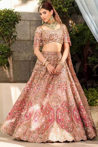 Cream Color Embroidery , Dori & Sequins Work  Slub Silk Lehenga Choli