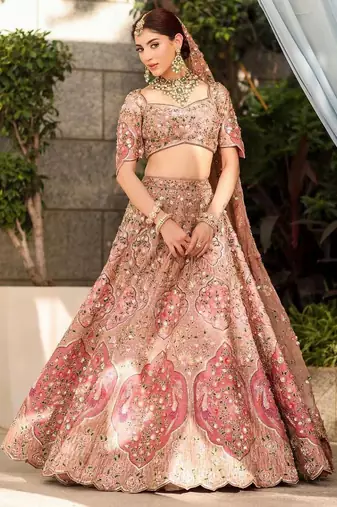 Cream Color Embroidery , Dori & Sequins Work  Slub Silk Lehenga Choli