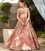 Cream Color Embroidery , Dori & Sequins Work  Slub Silk Lehenga Choli