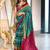 green mulmul cotton printed fancy saree with blouse