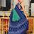 green soft cotton printed fancy saree with blouse