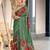 green soft cotton printed fancy saree with blouse