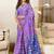 purple mulmul cotton printed fancy saree with blouse