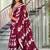 maroon mulmul cotton printed fancy saree with blouse