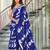 blue mulmul cotton printed fancy saree with blouse